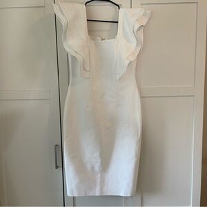 SHEIN White Sheath Mini Dress with Flutter Sleeves